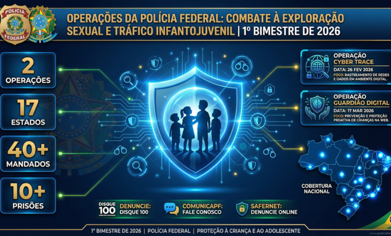Operações de Enfrentamento à Exploração Sexual e ao Tráfico Infantojuvenil do Primeiro Bimestre de 2026